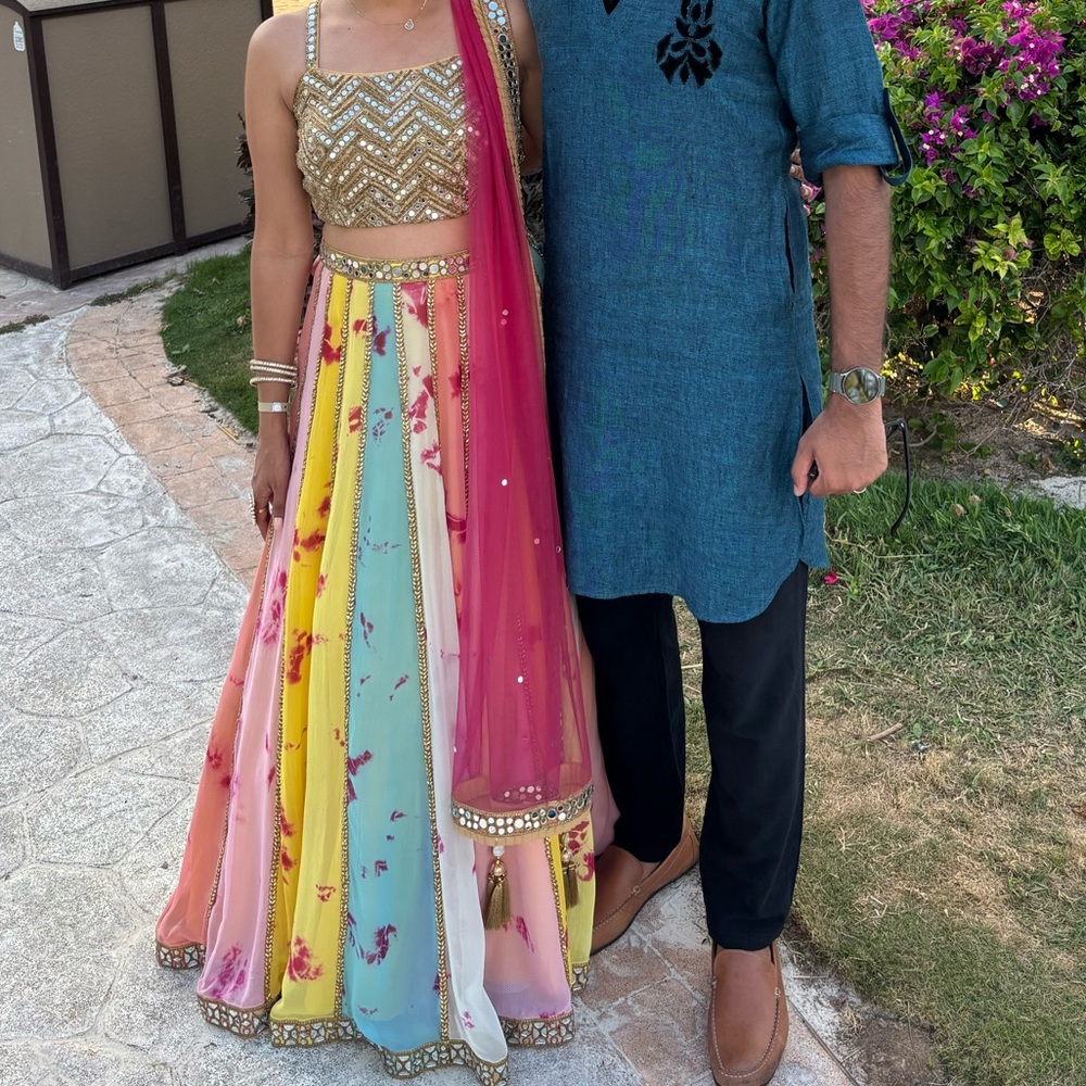 Colorful Lehenga Choli with Pink Dupatta